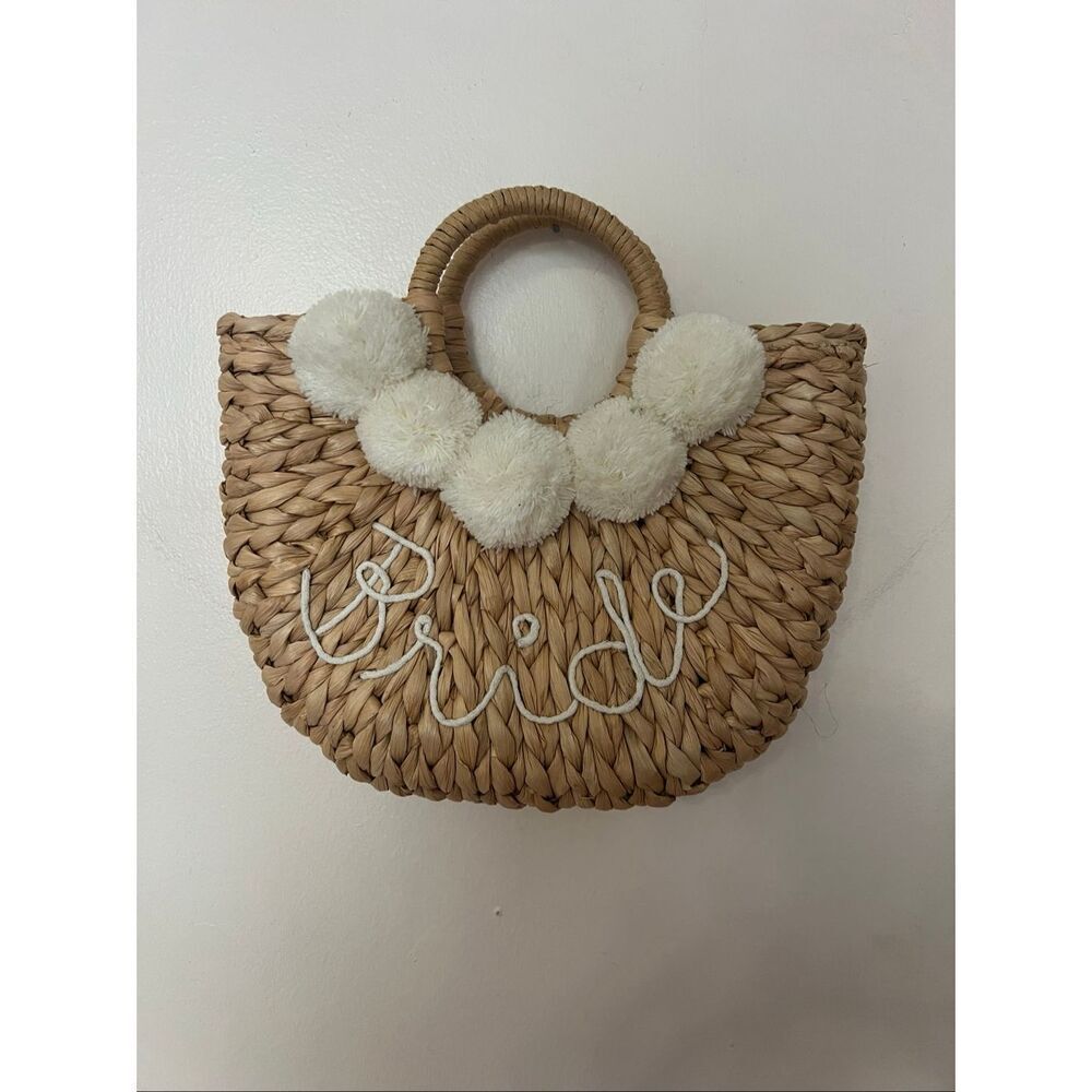 Bride straw bag Pom Pom honeymoon